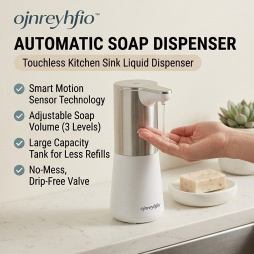 ojnreyhfio™ Automatic Soap Dispenser – Touchless Kitchen Sink Liquid Dispenser